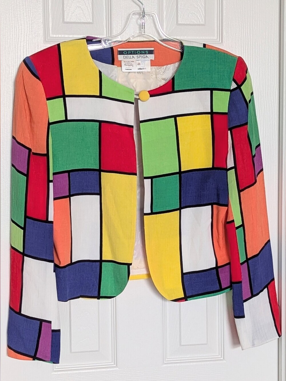 Della Spiga Women's (10/12) Bright Colorful Geometric Pattern Blazer/Jacket